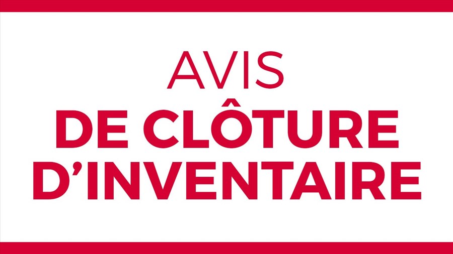 Avis de clôture d'inventaire